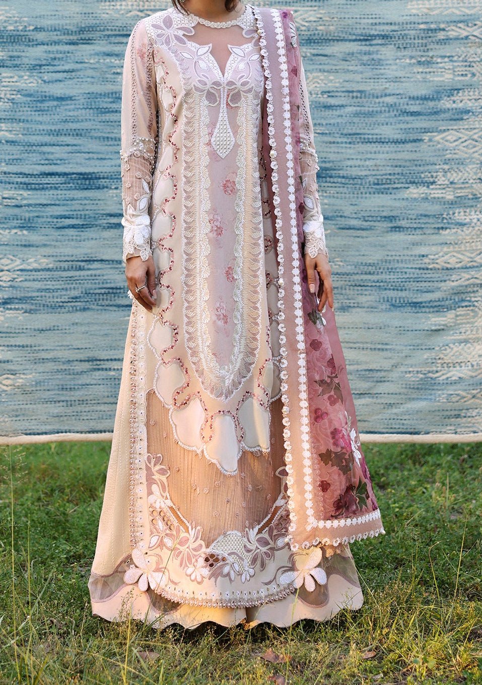 afrozeh pink dress Net Maxi in Baby pink by Afrozeh - OPL9890