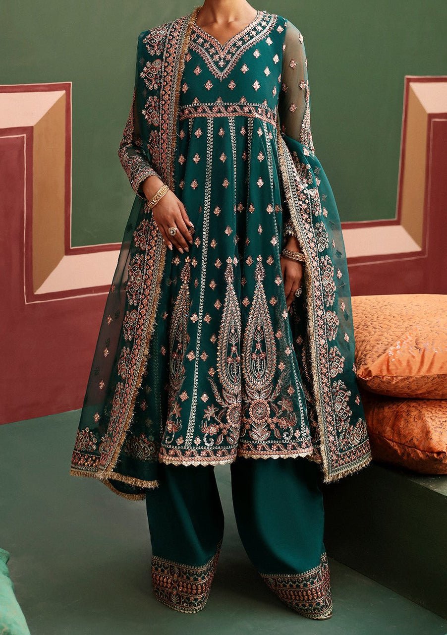 blue dress for baby girl Afrozeh Shaista Pakistani Luxury Net Dress