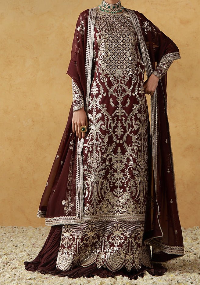 maroon chiffon dress pakistani Akbar Aslam Meeras Luxury Chiffon 25