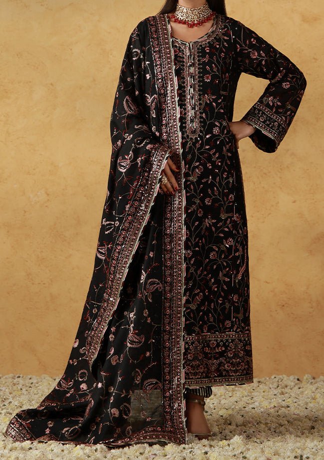 asim jofa black dress AJSM-35 EMBROIDERED CHIFFON 3 PCS Asim Jofa
