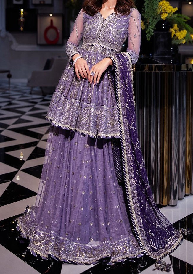 asim jofa purple dress AJLFF-01- Purple Embroidered Net Outfit By- Asim Jofa