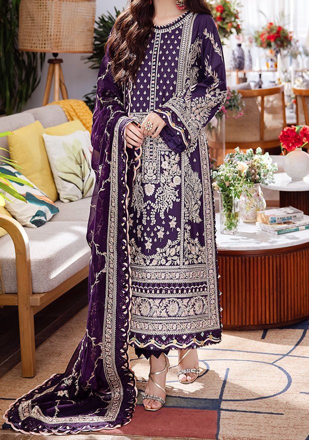 asim jofa purple dress AJRS-01 DIGITALLY PRINTED EMBROIDERED GRIP 3 PCS