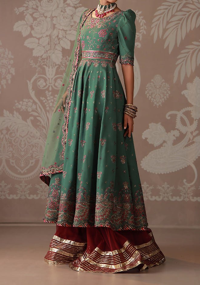 asim jofa green dress Asim Jofa Green Luxury Chiffon Embroidered 3 Piece Unstitched / Stitch Rangrez