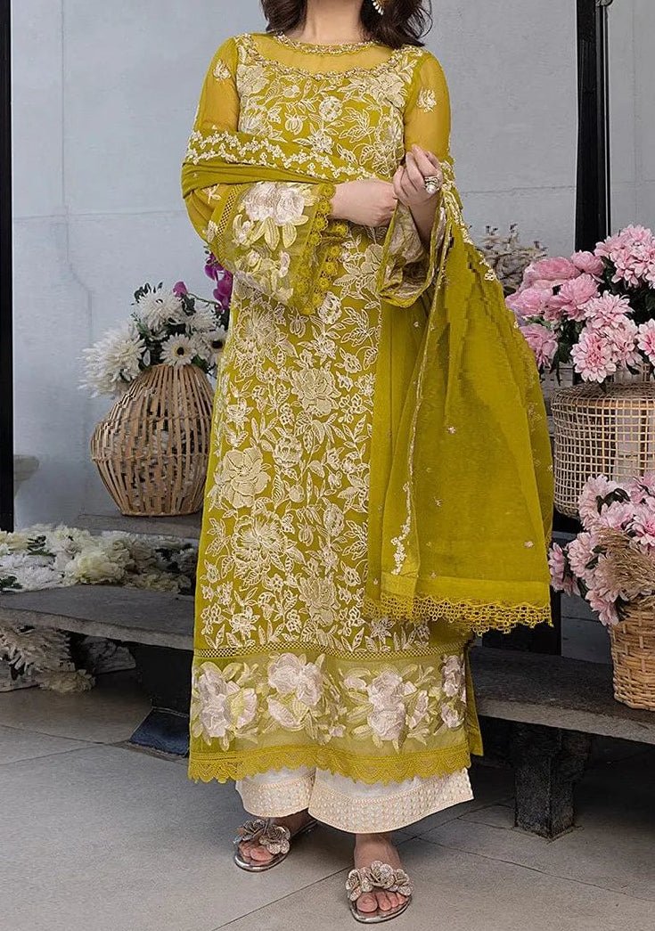 embroidered chiffon dresses Lilac Embroidered Luxury Chiffon Dress