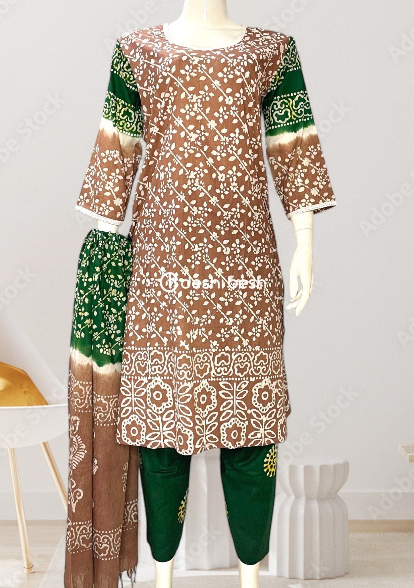 Pakistani designer Batik top kameez trouser dupatta