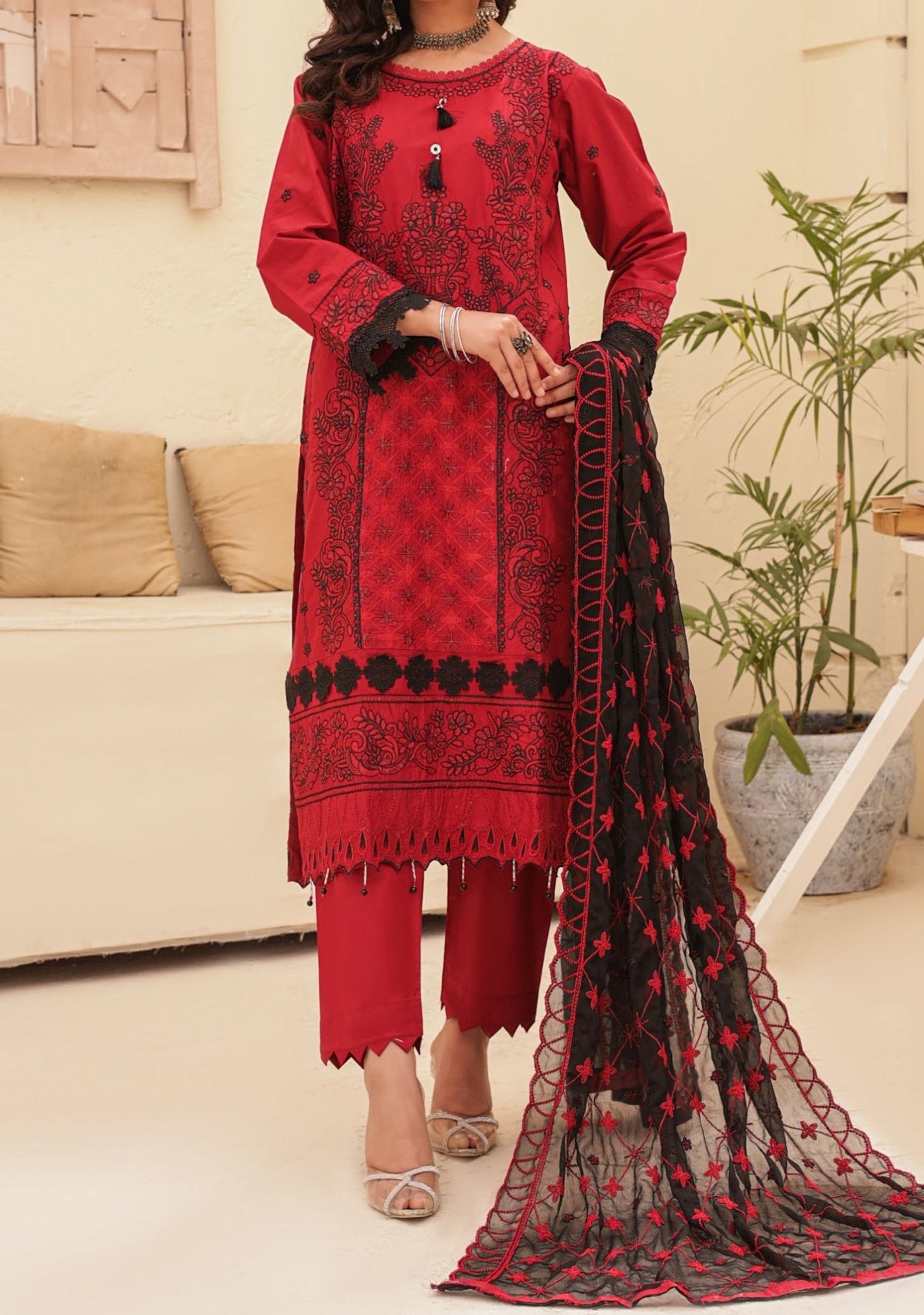 Bella Ready Made Pakistani Heavy Embroidered Lawn Dress - db25851