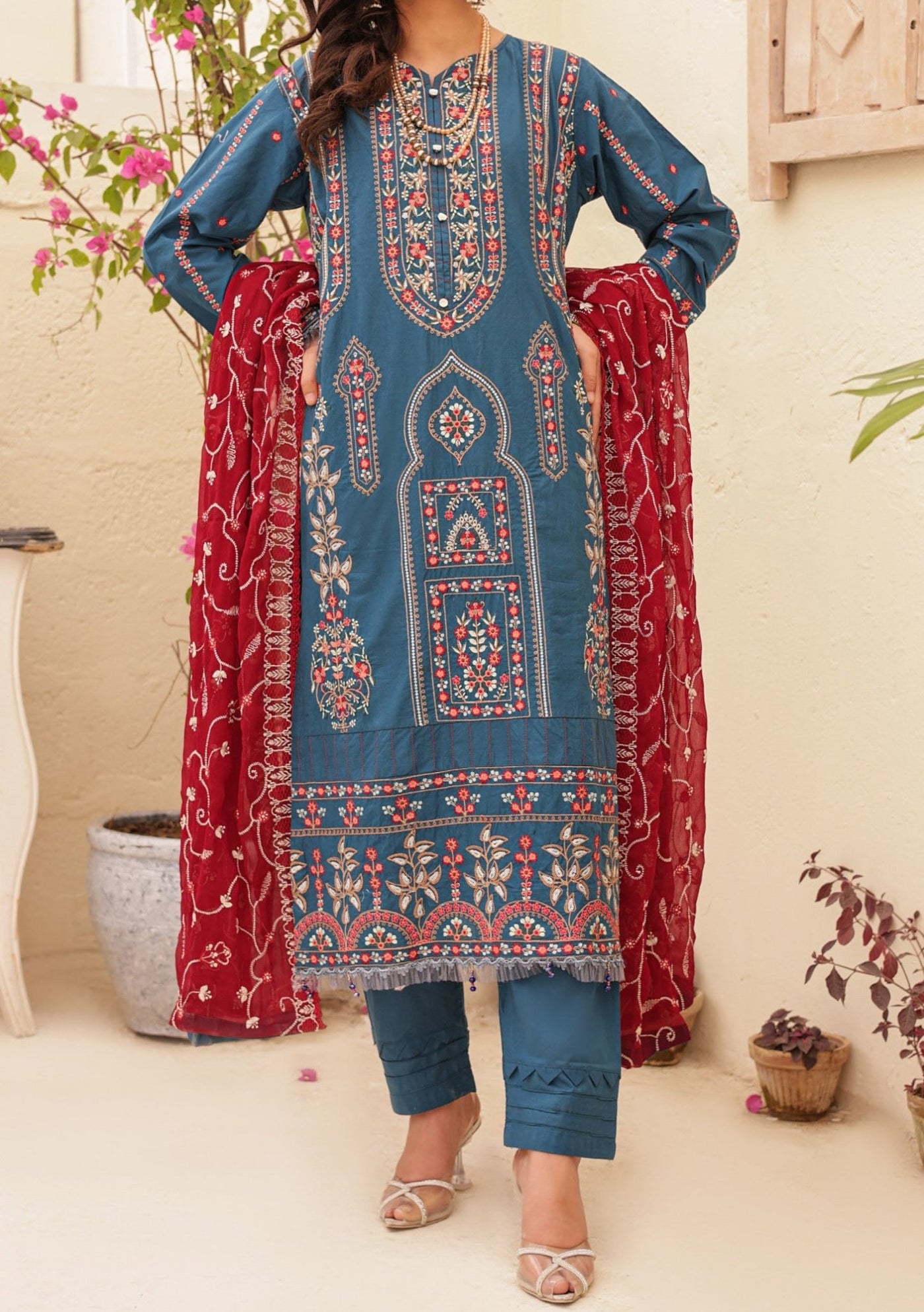Bella Ready Made Pakistani Heavy Embroidered Lawn Dress - db25854