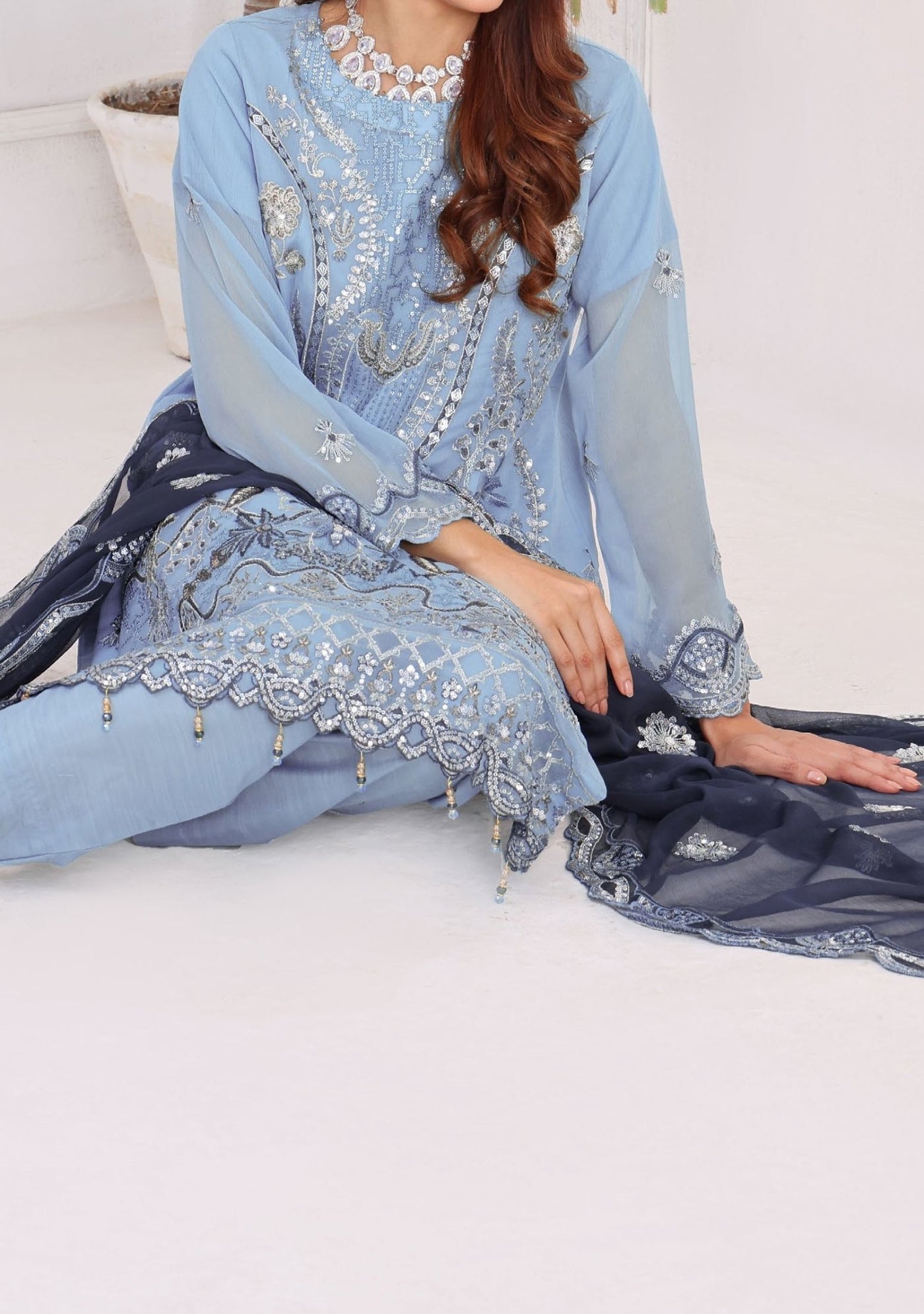 Bin Hameed Fabiha Heavy Embroidered Chiffon Dress - db25814
