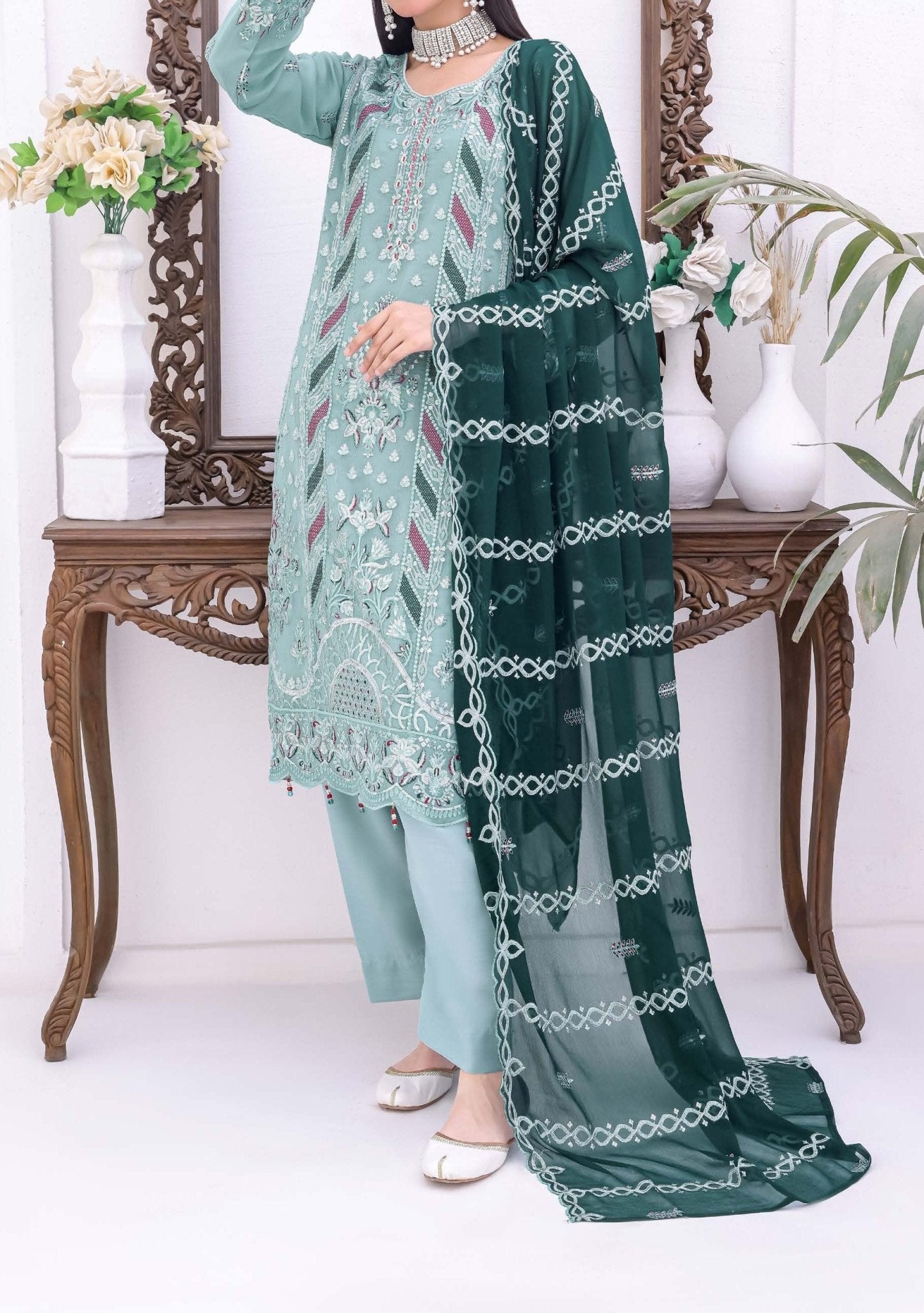 Bin Saeed Luxury Embroidered With Chiffon Dupatta Vol-2 - Design 09 main image 1