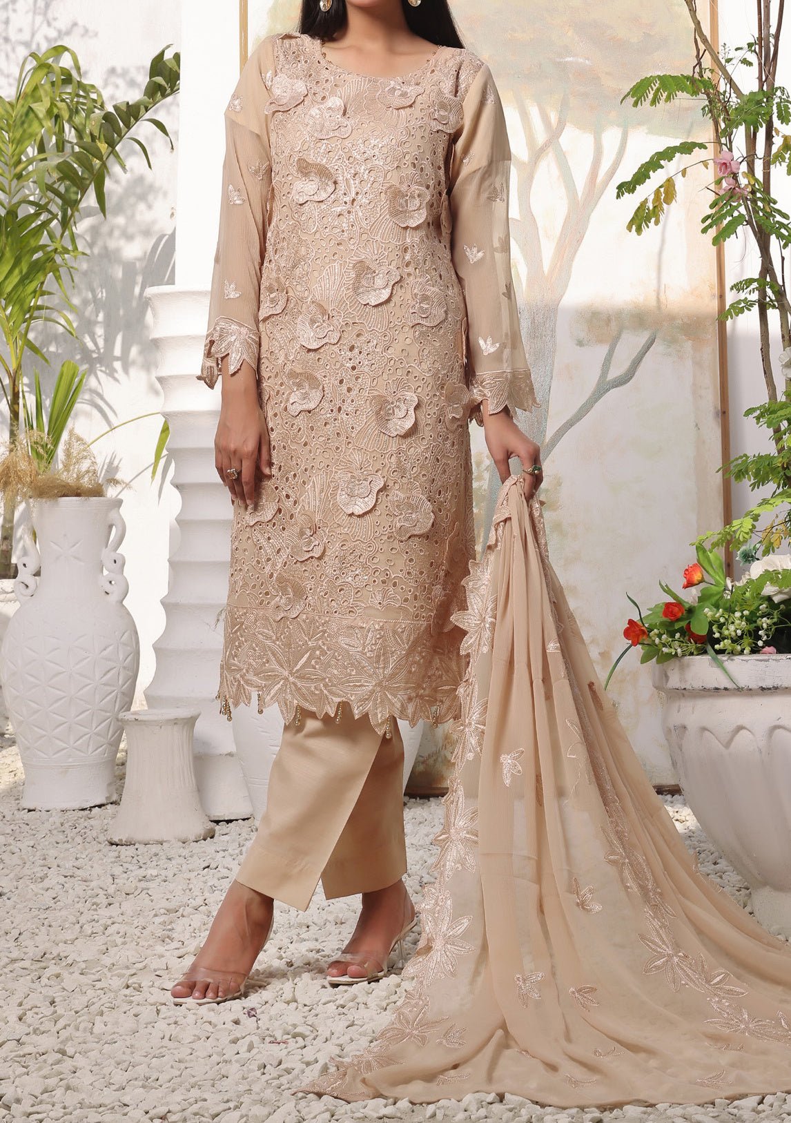Bin Hameed Middhat Heavy Embroidered Chiffon Dress - db25887