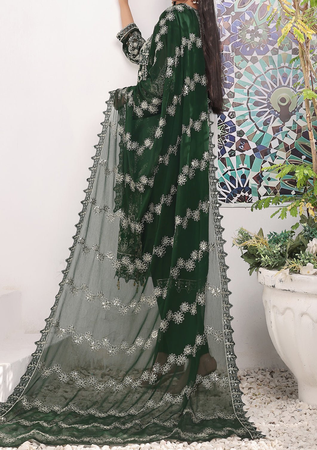 Bin Hameed Middhat Heavy Embroidered Chiffon Dress - db25886