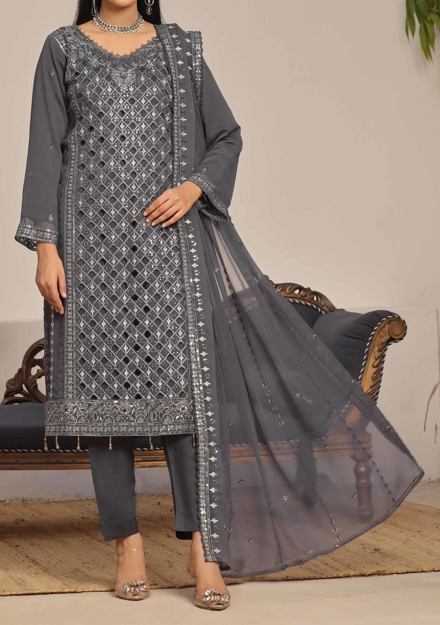 Bin Saeed Luxury Embroidered With Chiffon Dupatta Vol-2 - Design 06 main image 1
