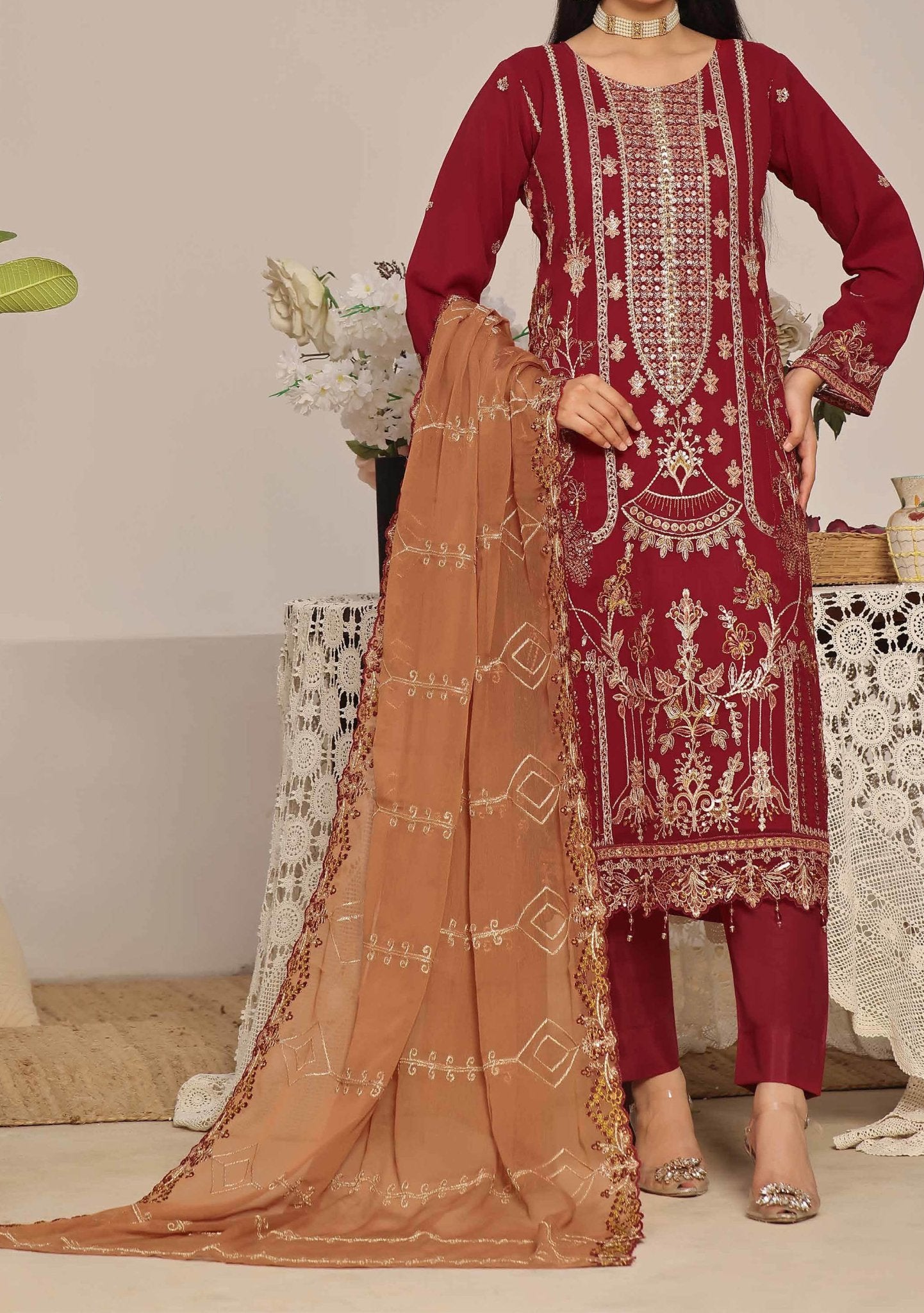 Bin Hameed Aafrin Luxury Embroidered Chiffon Dress