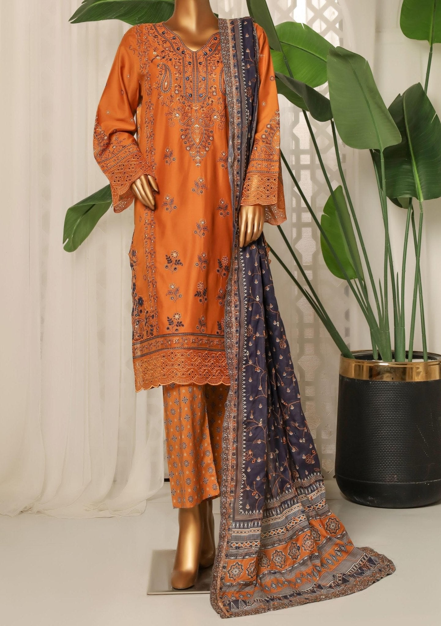 Bin Saeed Ready Made Embroidered Cotton Dress