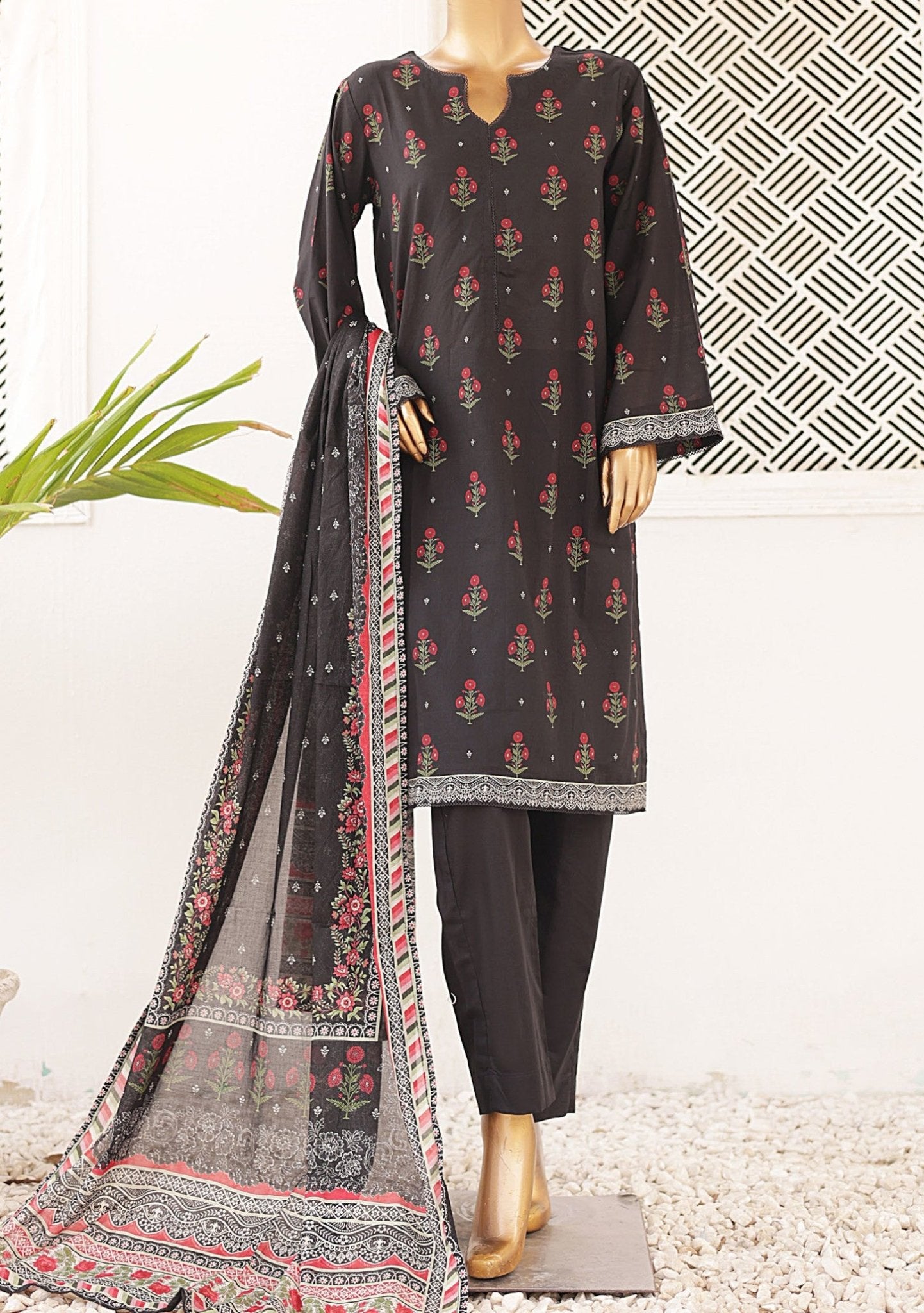 Bin Saeed Unstitched Printed Lawn – Midnight Navy & Silver main image 1