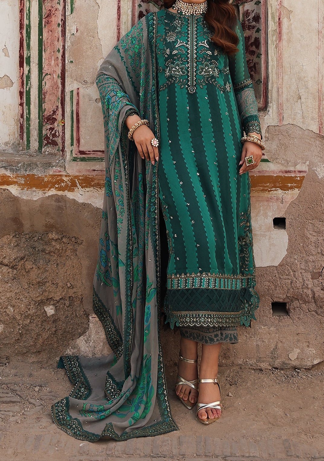 Charizma Vasl Embroidered Printed Chiffon Dress Charizma Vasl Embroidered Printed Chiffon Dress