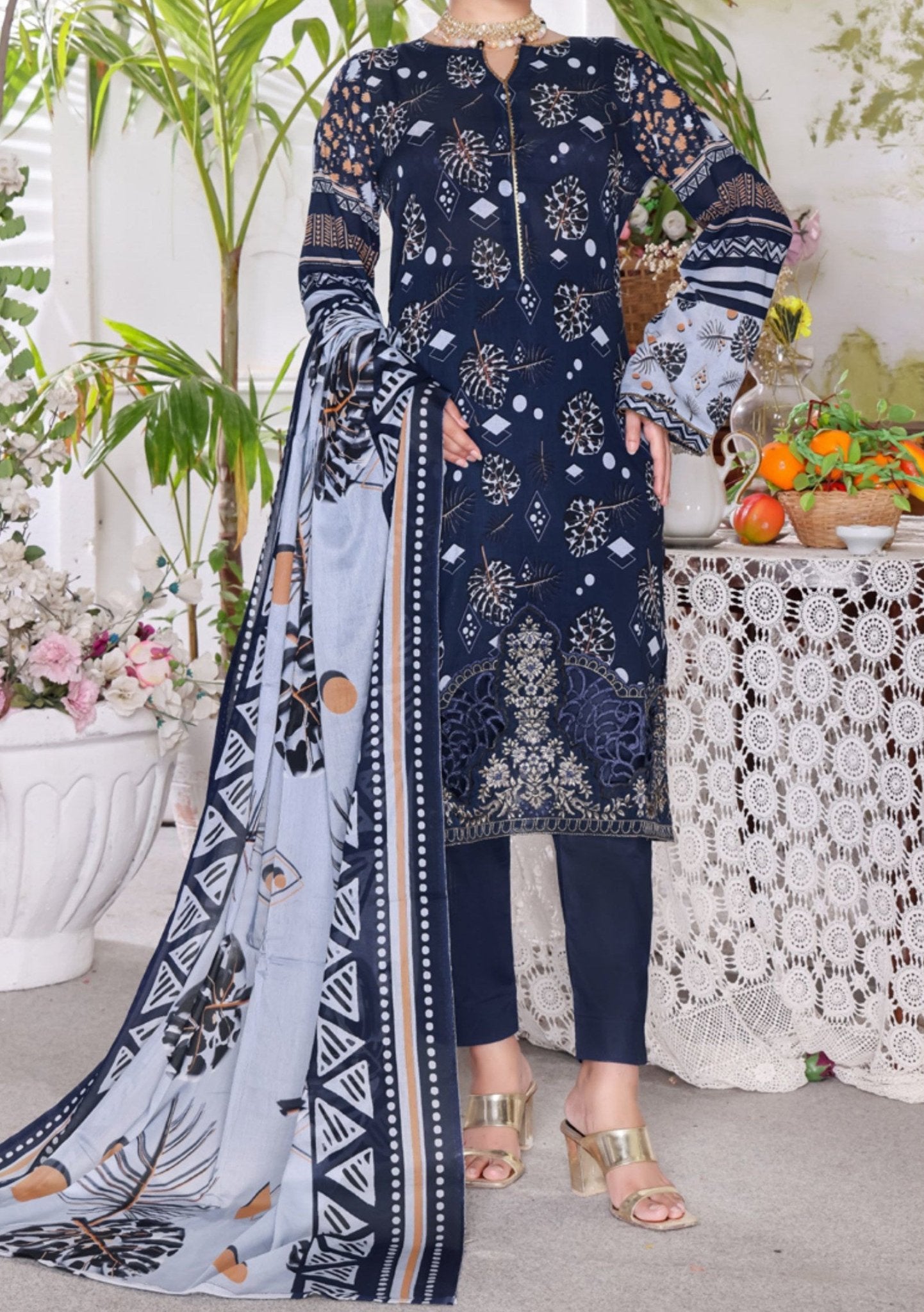 green emerald velvet dress Heavy Embroidered Chunri Print Lawn Dress Design with 4-Side Emb. Chiffon  Dupatta – Best Price Online in Pakistan