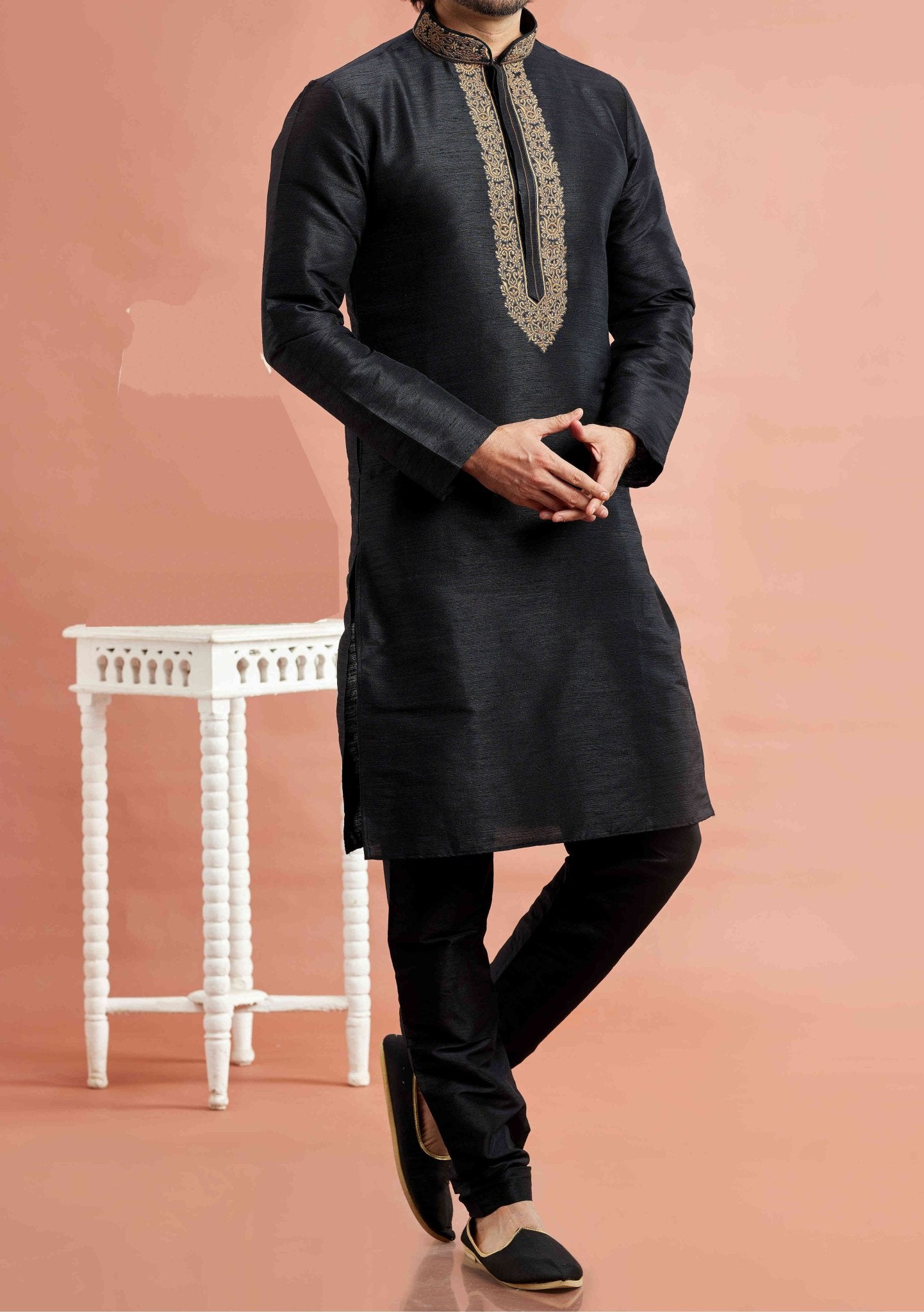 Embroidered Party Wear Jacquard Kurta Pajama Set
