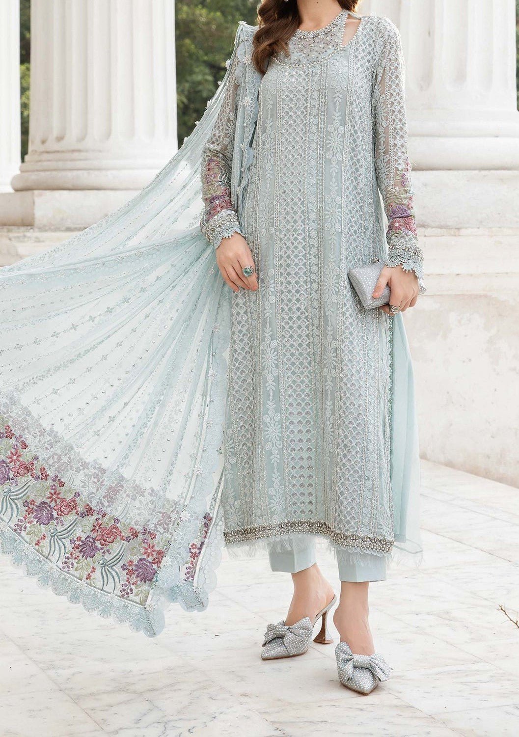 Maria.B Pakistani Luxury Embroidered Chiffon Dress-db28537
