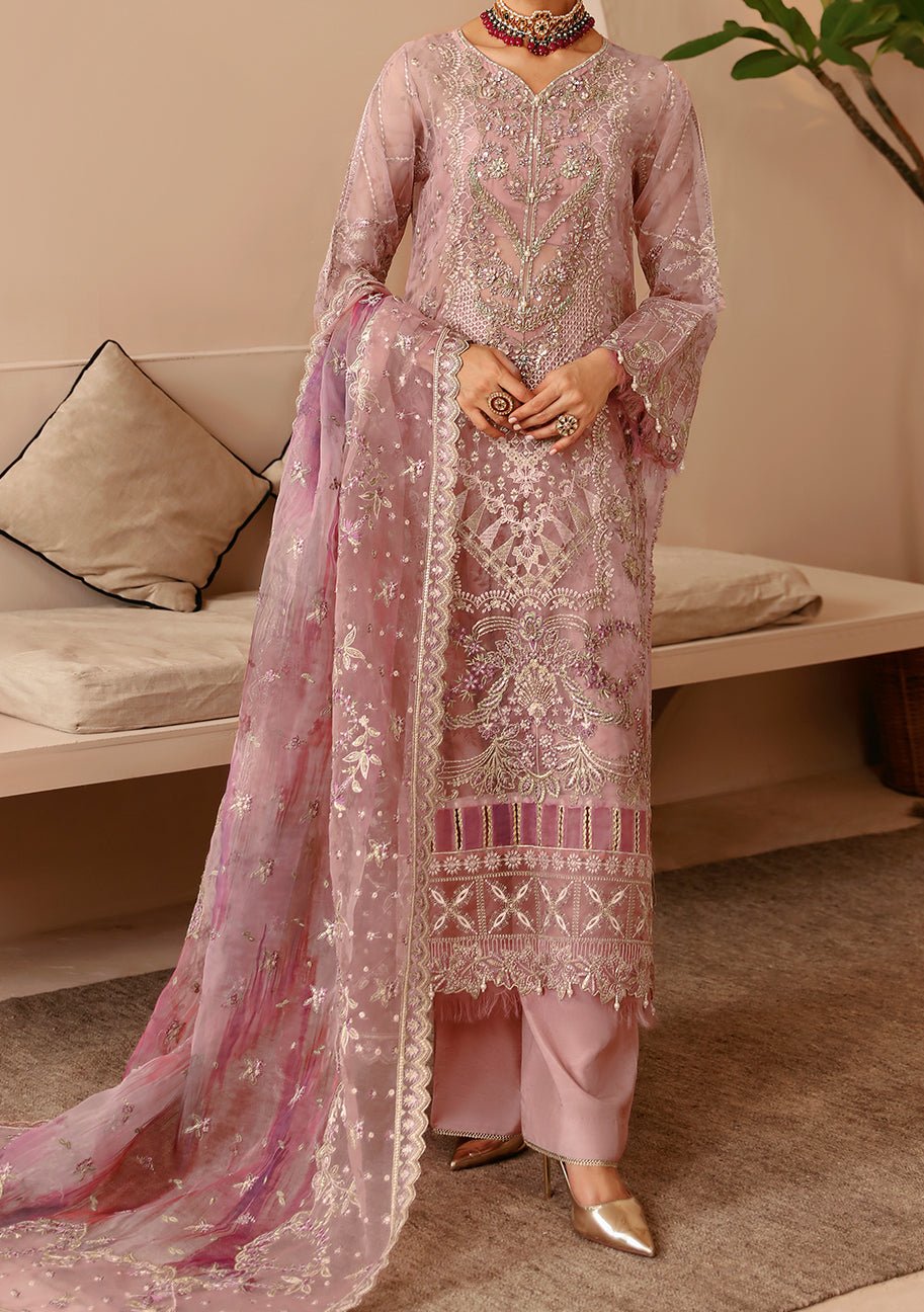open lace back dress Ramsha Pakistani Luxury Organza Dress