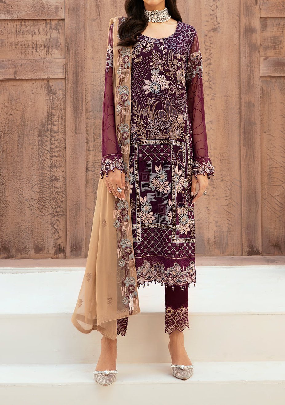 Ramsha Pakistani Embroidered Chiffon Dress
