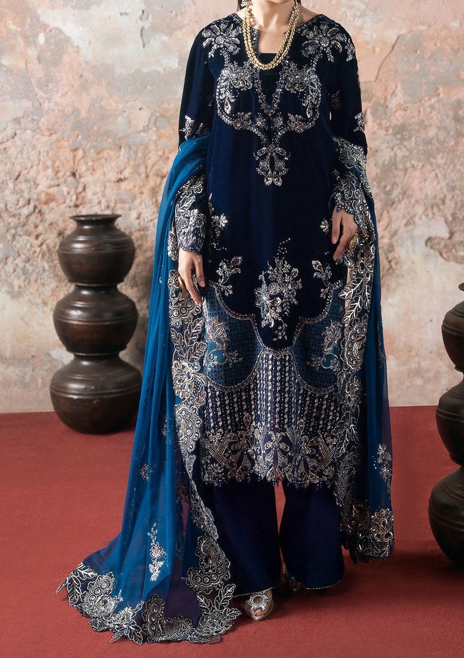 navy blue velvet dress pakistani Ramsha Pakistani Velvet Dress