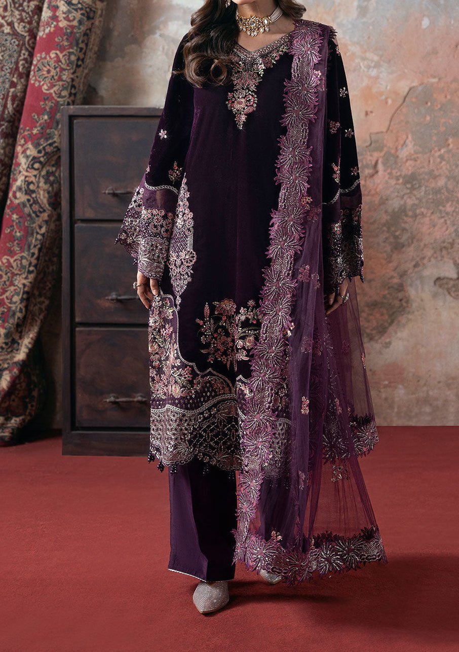 fitted lace wedding dress Ramsha Pakistani Velvet Dress