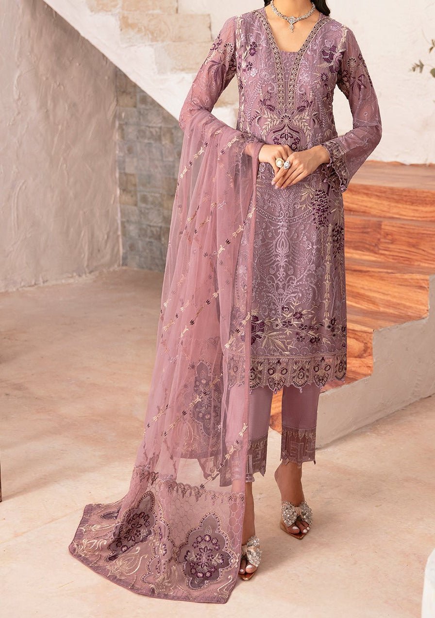 Ramsha Chevron Pakistani Luxury Chiffon Dress
