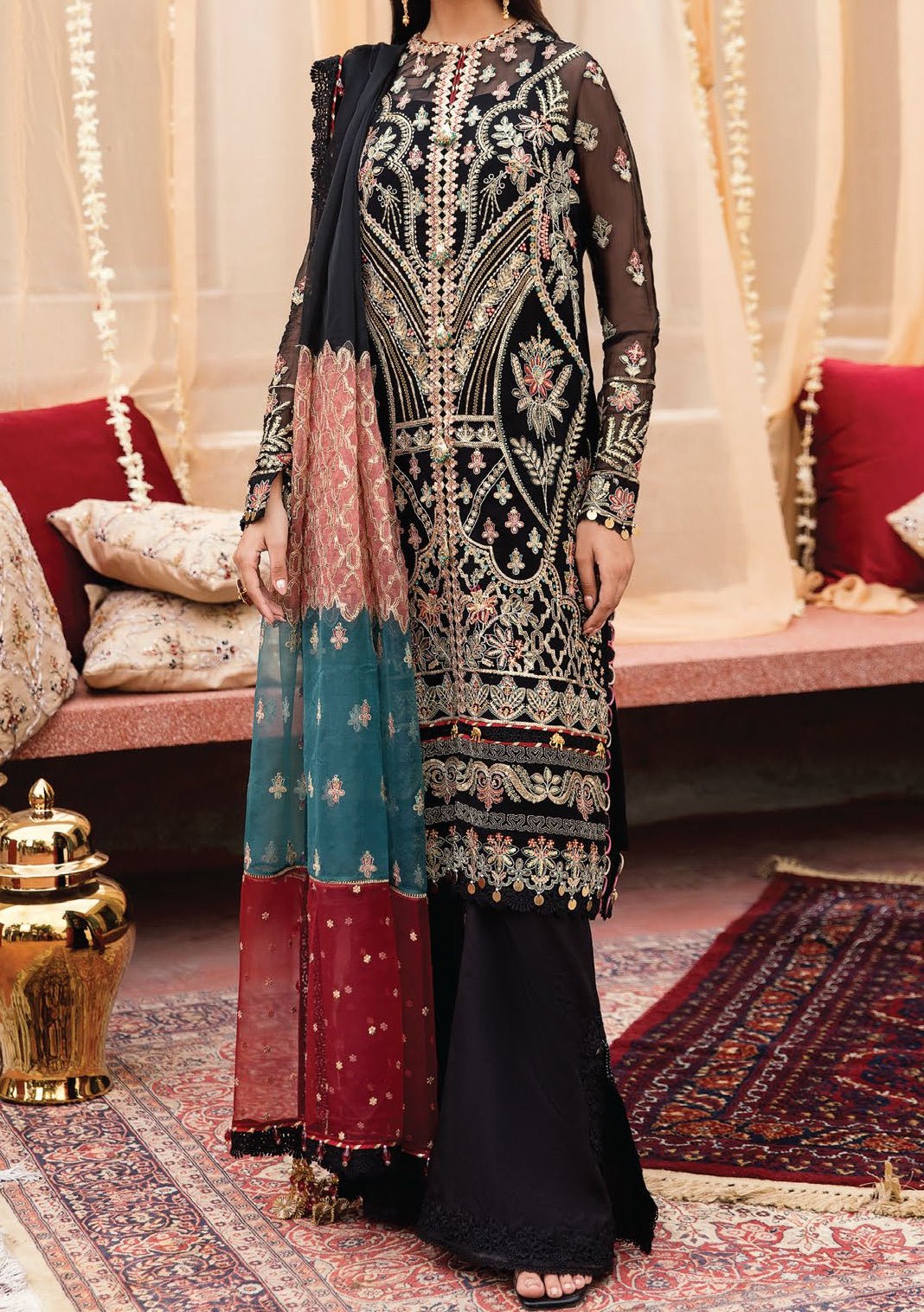 blue dress for baby girl Buy Afrozeh Maxi Frock in Black Color Online – Nameera by Farooq