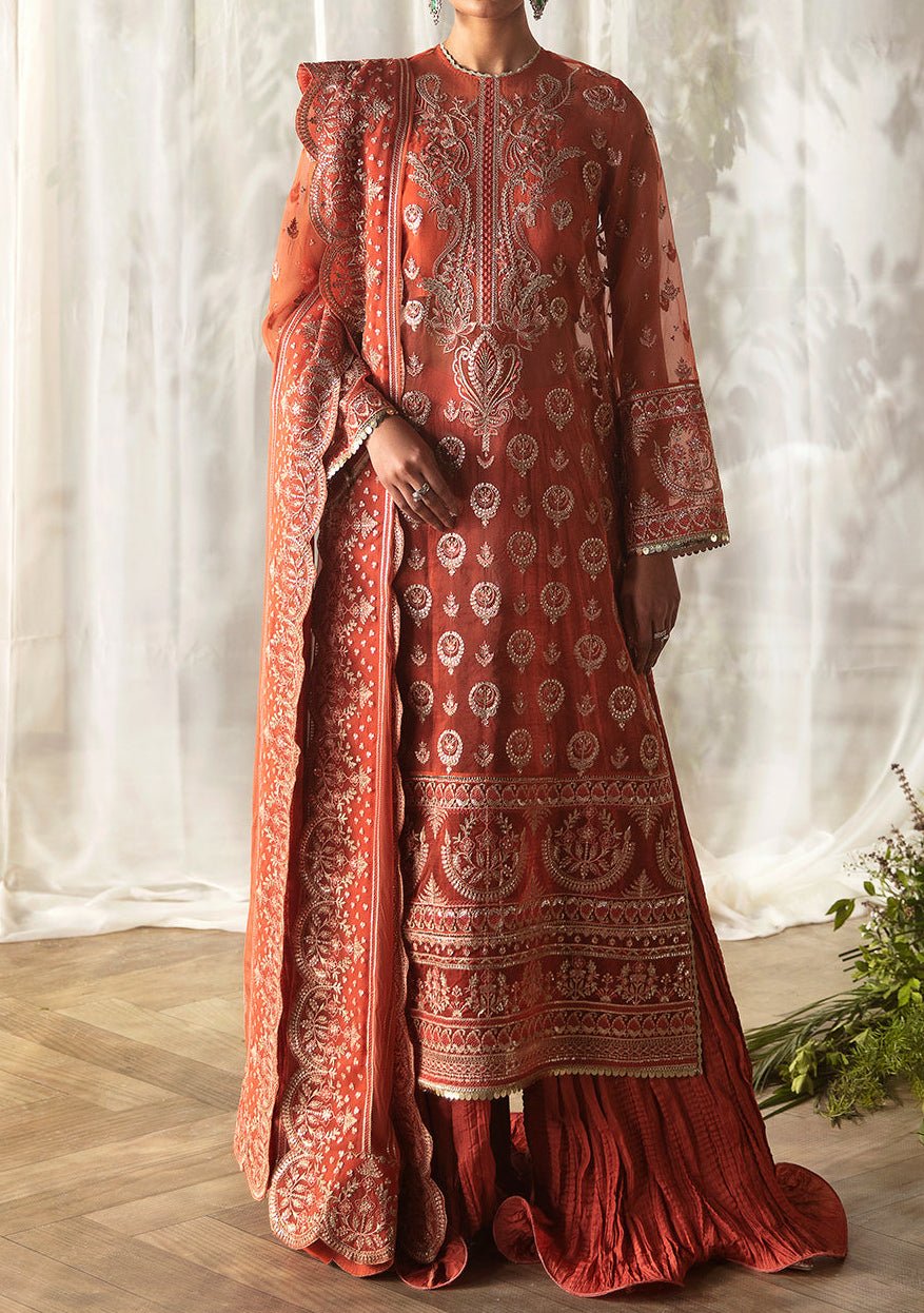 afrozeh orange dress Afrozeh Orange Net Bridal Collection Replica