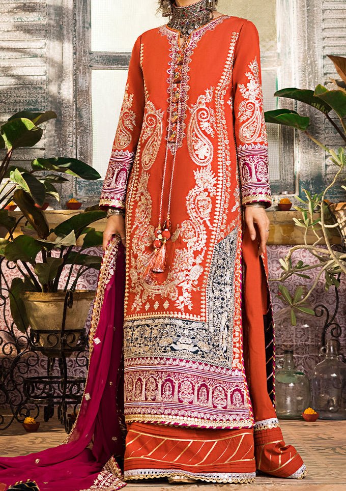 asim jofa red dress AJM-08 EMBROIDERED CHIFFON 3 PCS