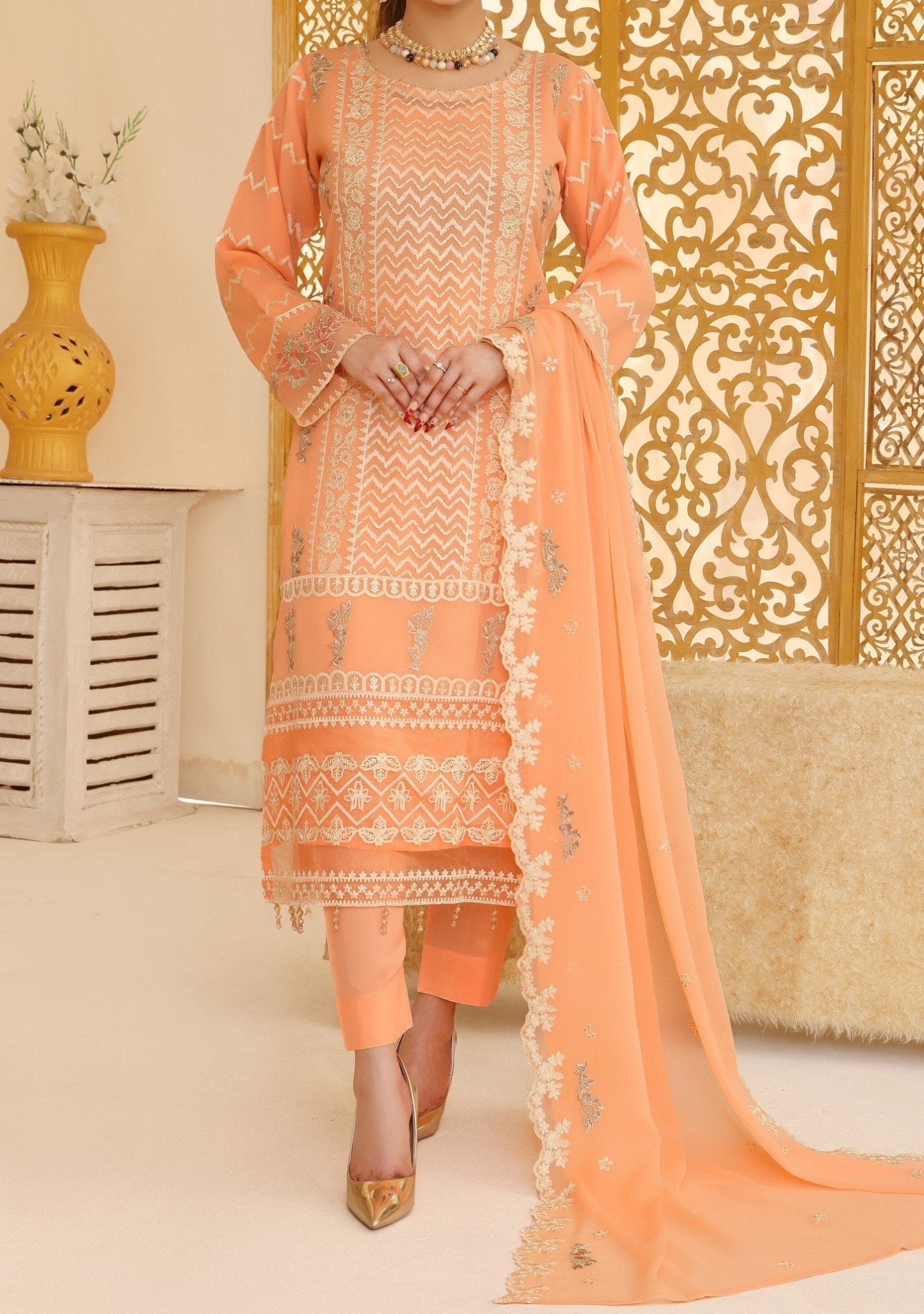 Bin Hameed Ready Made Heavy Embroidered Organza Dress main image 1