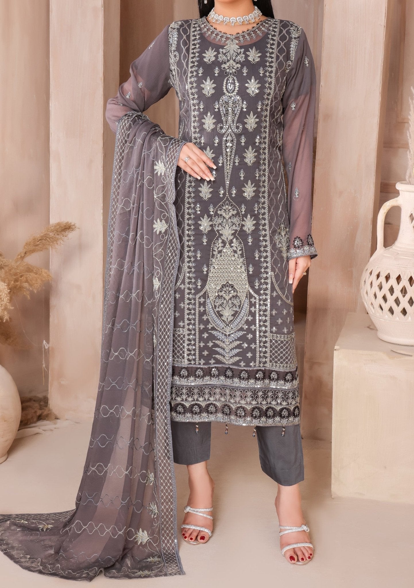Bin Hameed Nisha Luxury Embroidered Chiffon Dress main image 1