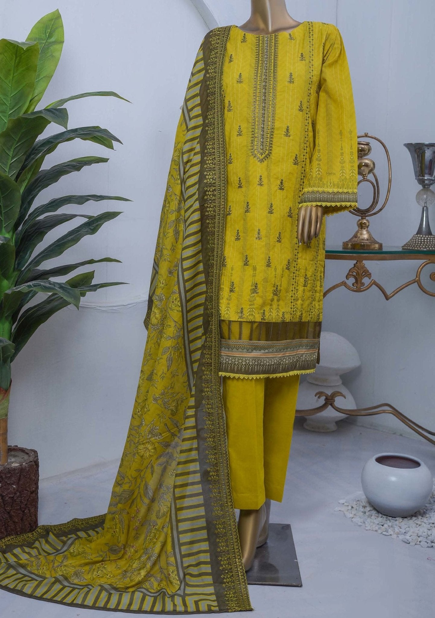 Bin Saeed Embroidered 3 Pieces Ready Made Lawn Dress db19400
