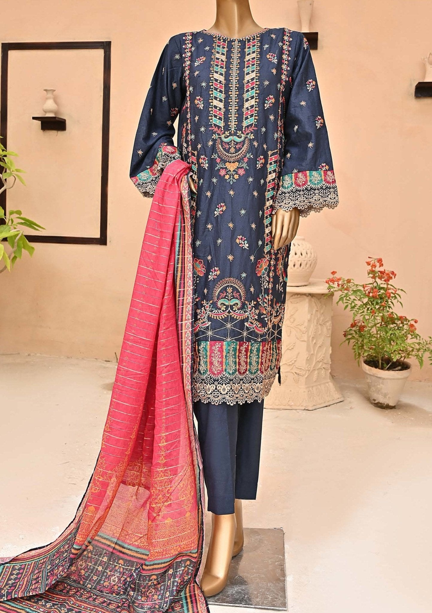 Bin saeed Unstitched dress Sky Blue Embroidered main image 1