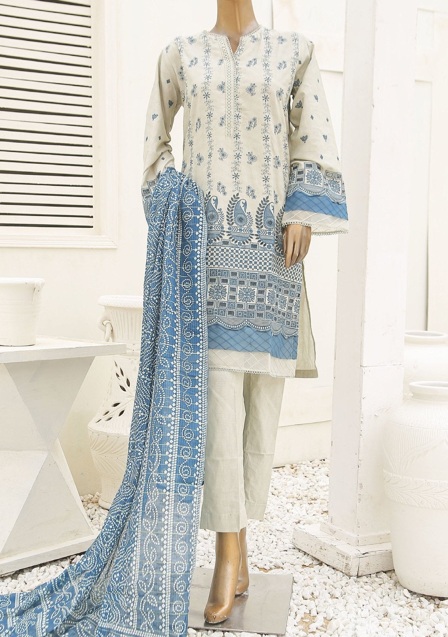 Bin Saeed Ready Made Chikankari Embroidered Dress - db23481