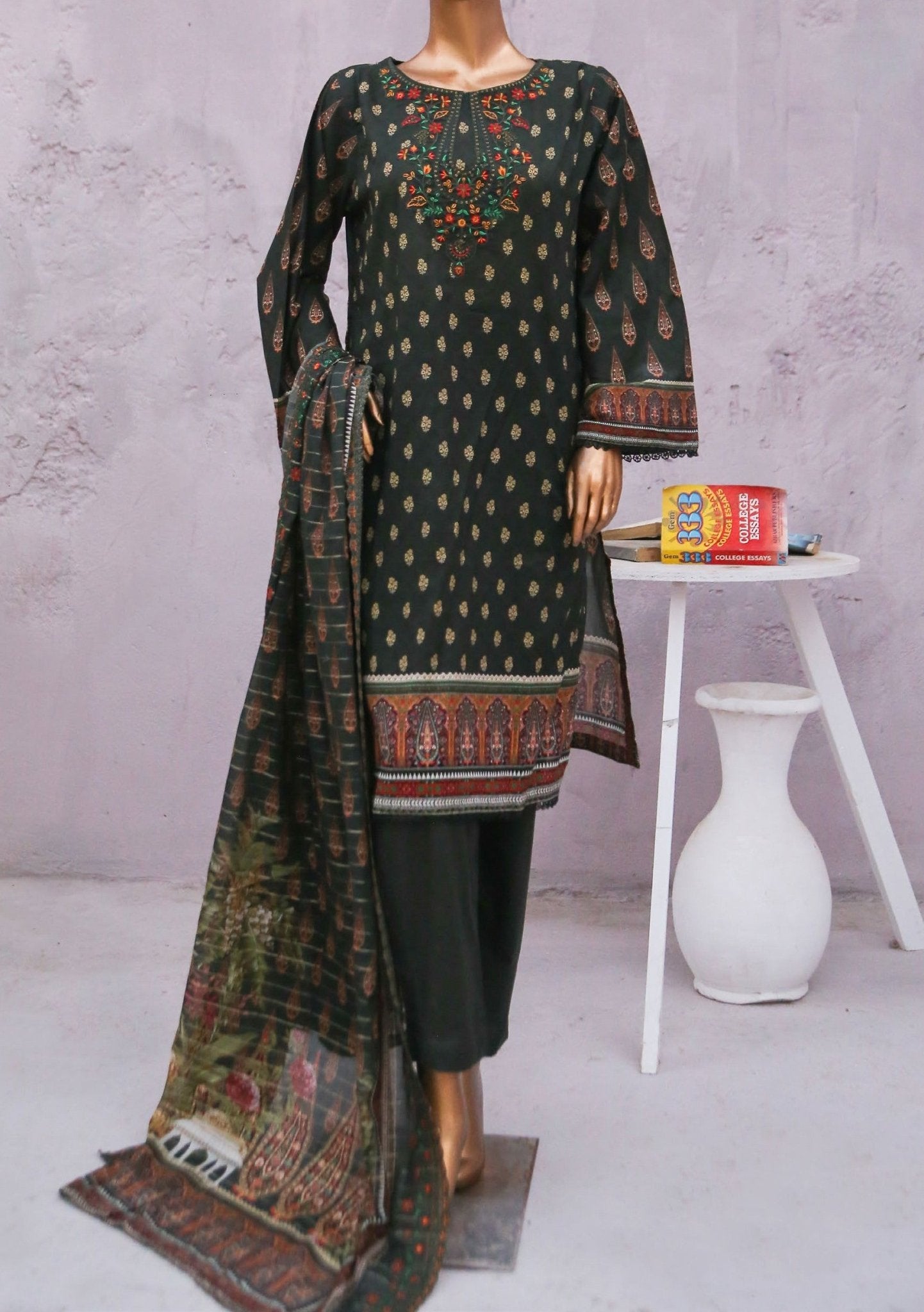 Bin Saeed Ready Made Embroidered Karandi Dress main image 0