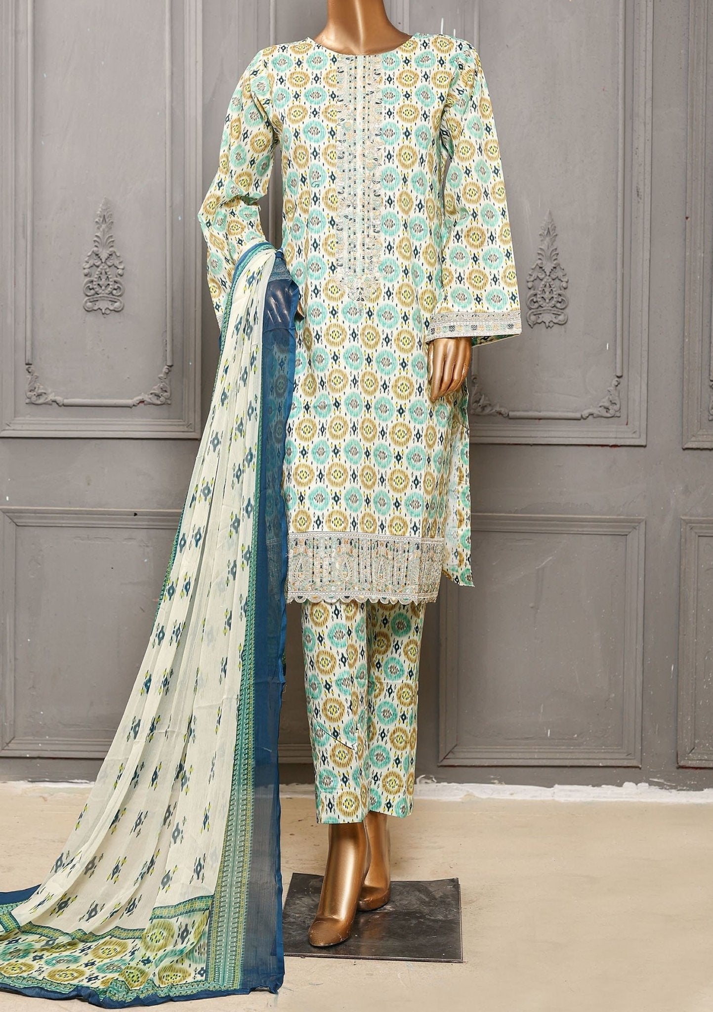 Bin Saeed Luxury RTW Cotton Embroidered Collection 2024 Vol 04 - Design 09