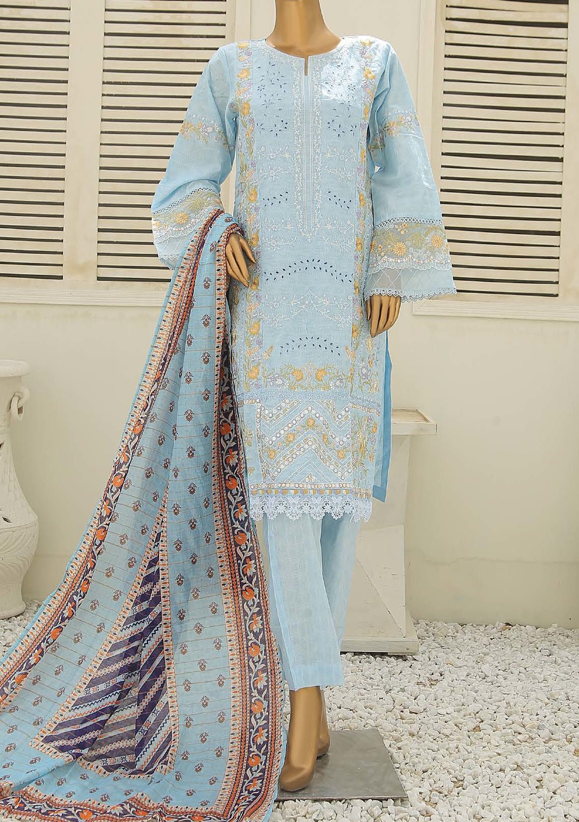 Bin Saeed Ready Made Embroidered Cotton Dress main image 1