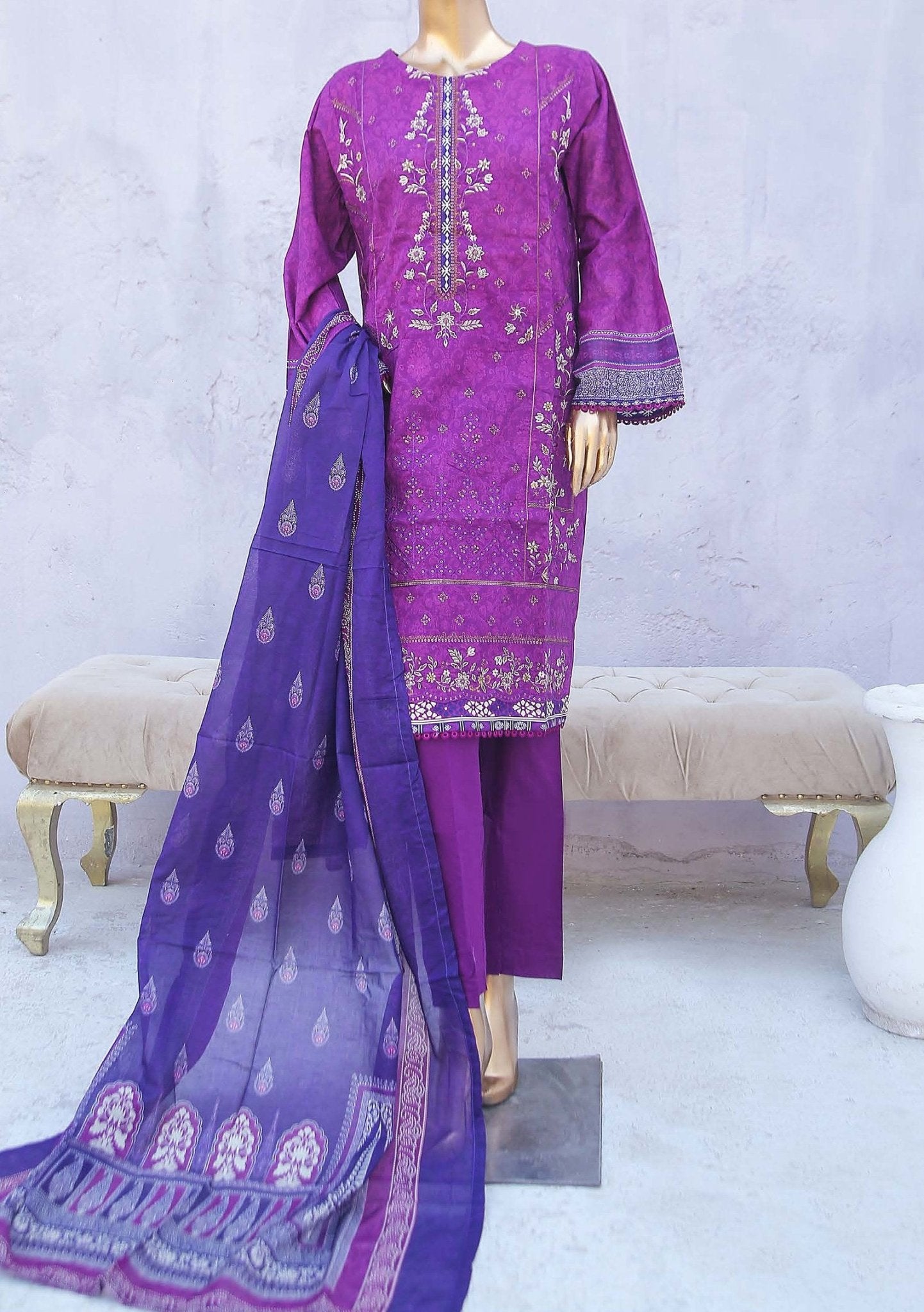 Bin Saeed Ready Made Embroidered Cotton Dress db24464