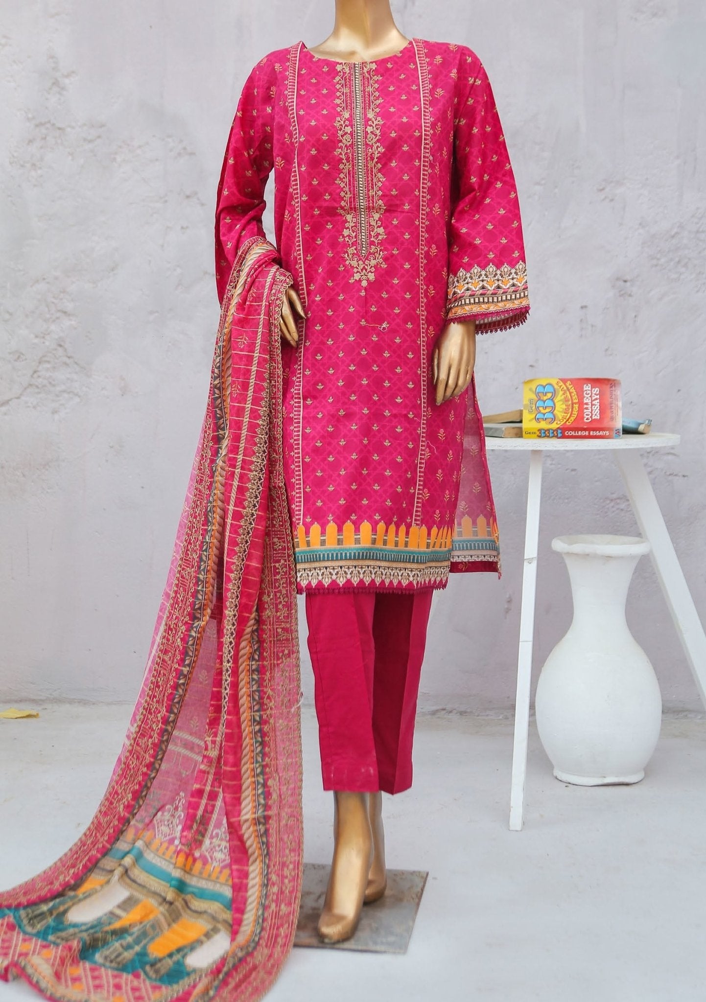 Bin Saeed Ready Made Embroidered Cotton Dress main image 0