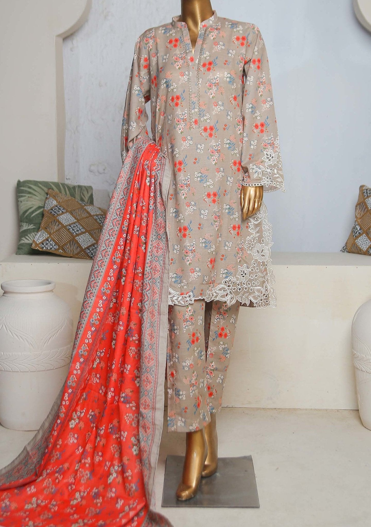 Bin Saeed Exclusive Slub Embroidered Khaddar with Shawl Collection Vol 01 - Design 02 main image 0