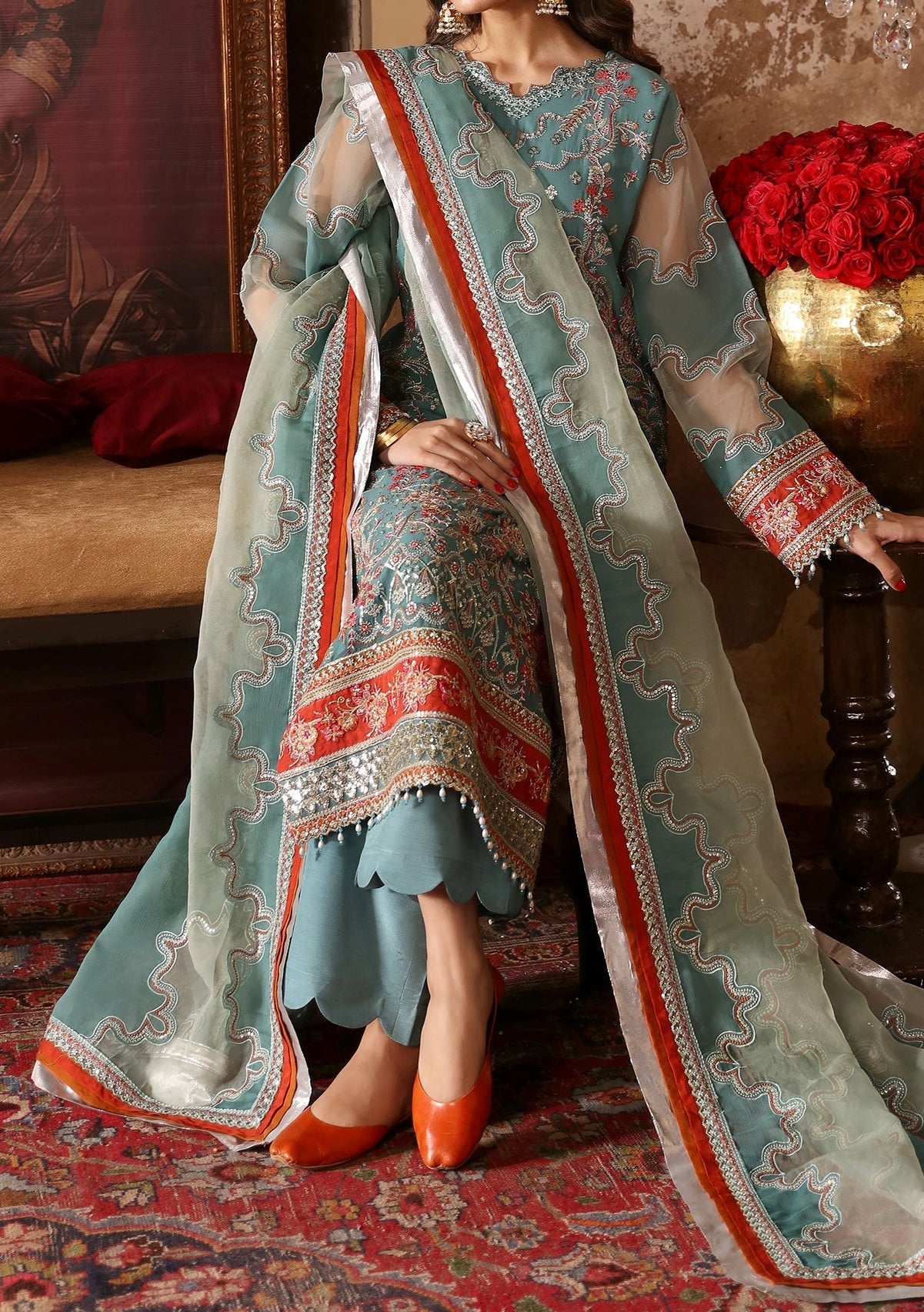 Emaan Adeel Ghazal Pakistani Luxury Chiffon Dress - db25390