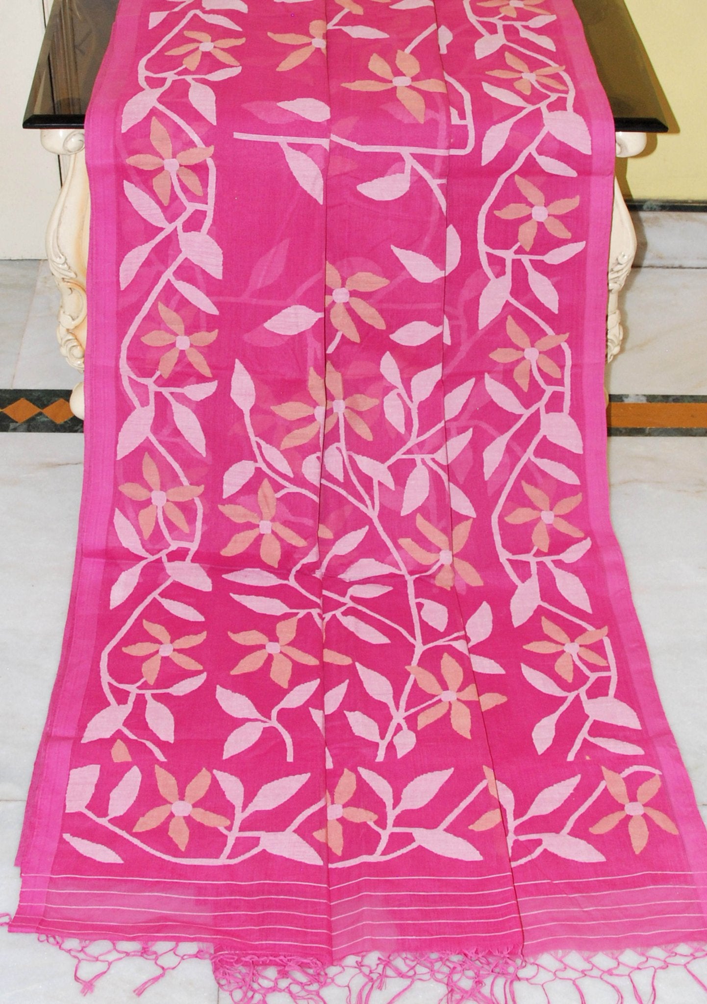 Black - Silk Cotton Dhakai Jamdani Saree  08