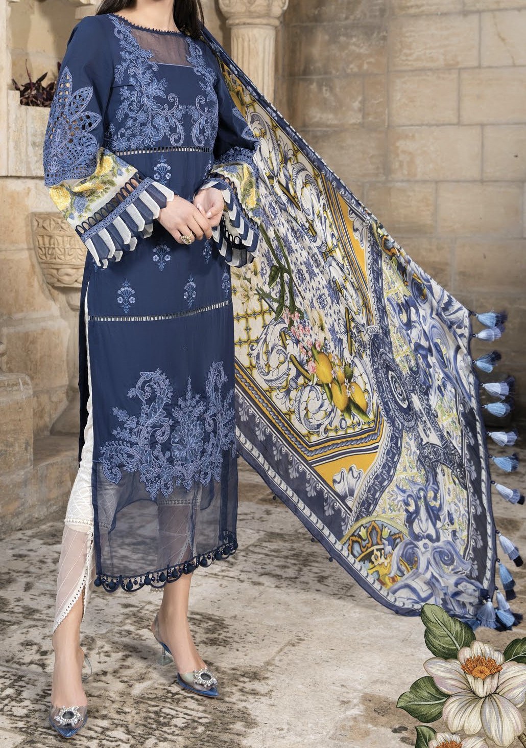 Maria B Embroidered Luxury Pakistani Lawn Dress - db15113