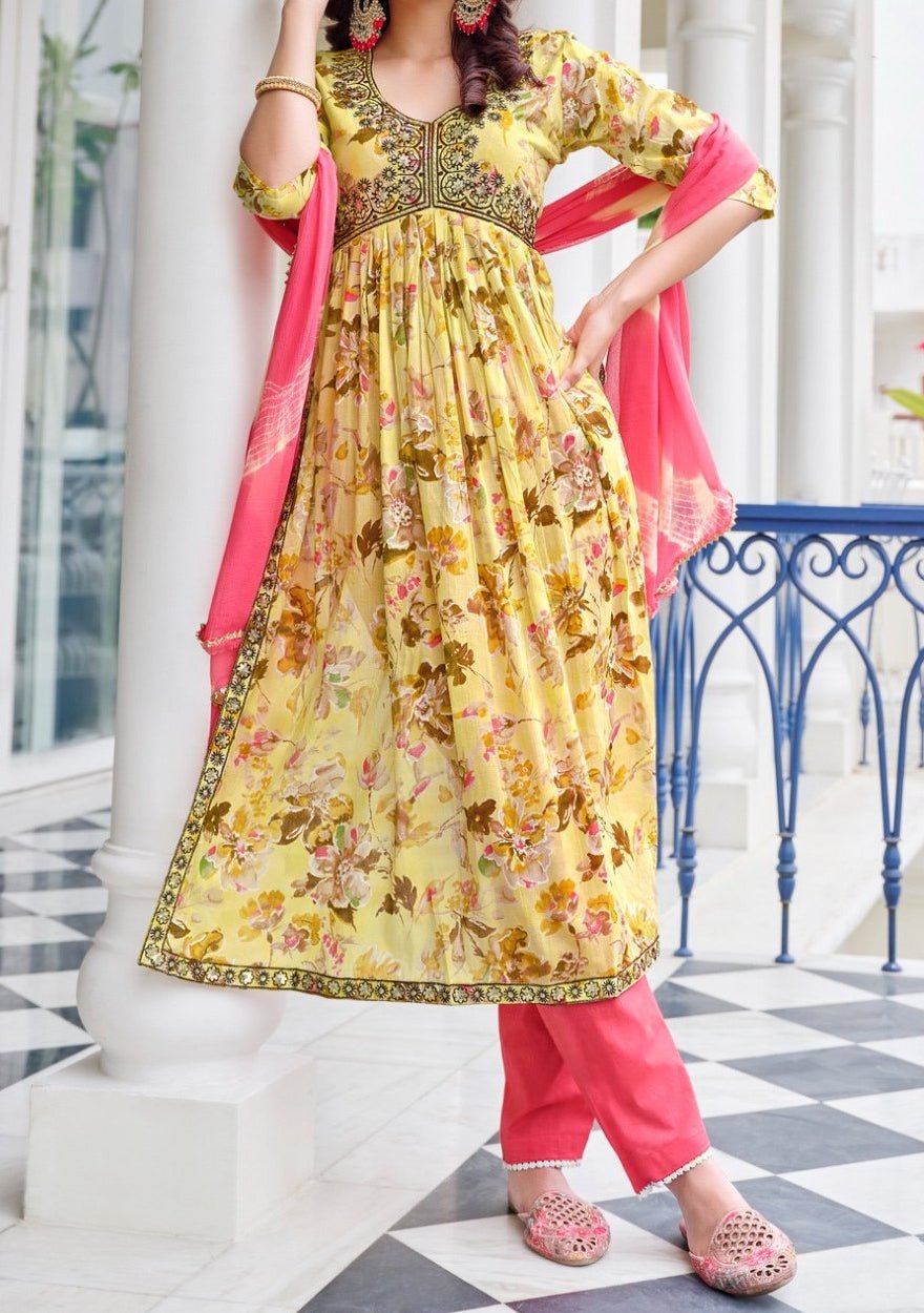 alia cut long dress Best seller : Alia cut floral and abstract long dress indiefabstore