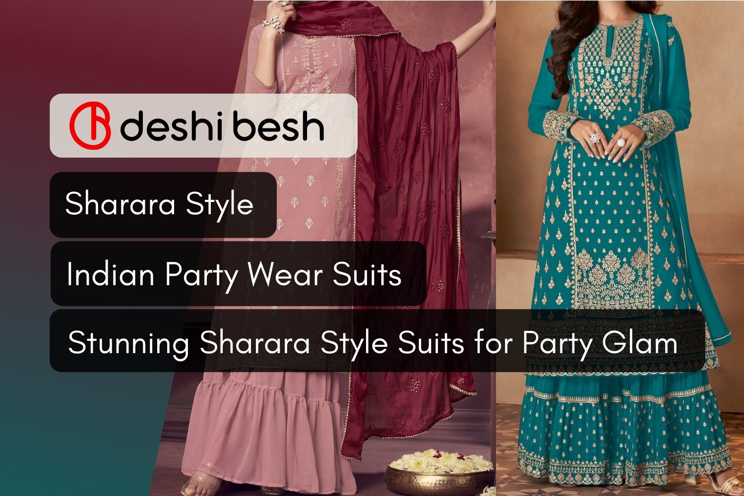 Stunning Glam Look with Sharara Style Suit- Styles of Party Wear