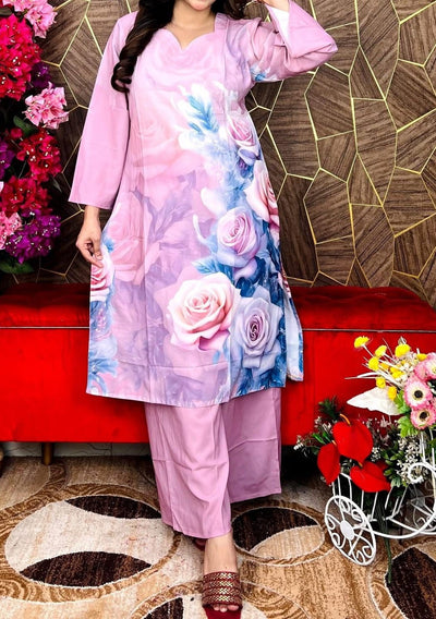 2 Pieces Printed Mishori Silk Set - db29754