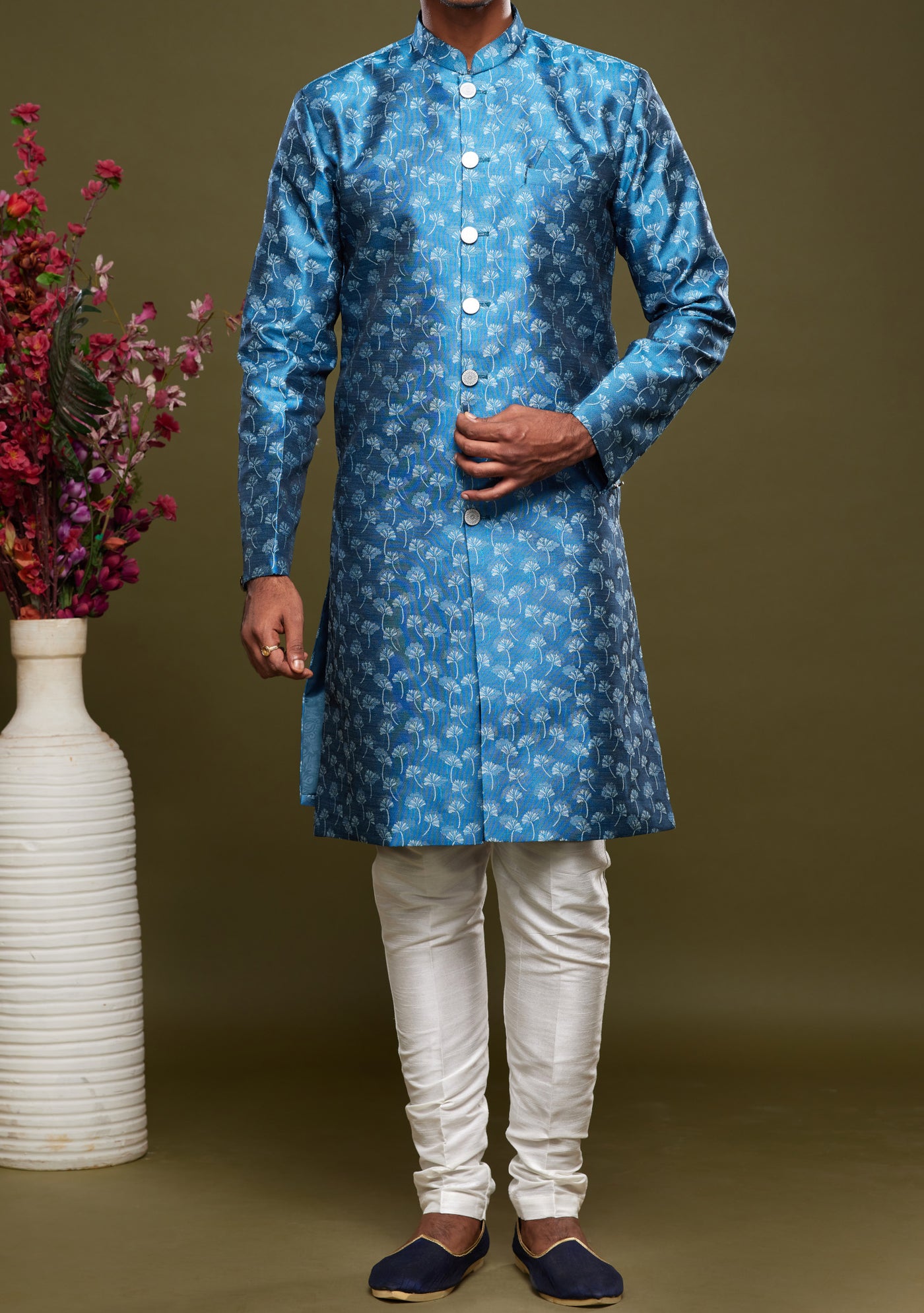 Men's Semi Indo Western Party Wear Sherwani Suit