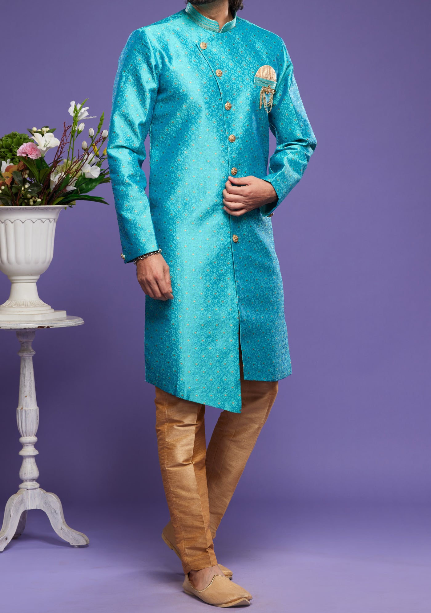 Men's Semi Indo Western Party Wear Sherwani Suit